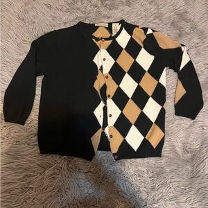 Argyle Pattern Black and Tan Sweater